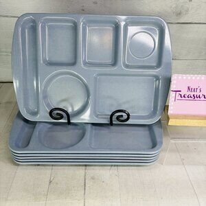 Prolonware By Prolon Solid Blue Rectangular Cafeteria School Lunch Tray Set 6